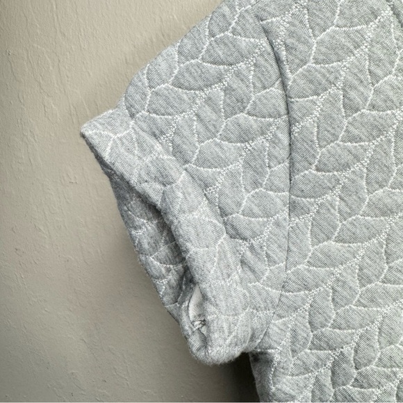 SPLENDID Cotton Textured Knit Dress Grey Scoop Neck Cap Sleeve Quilted Girls 12 - Picture 13 of 16